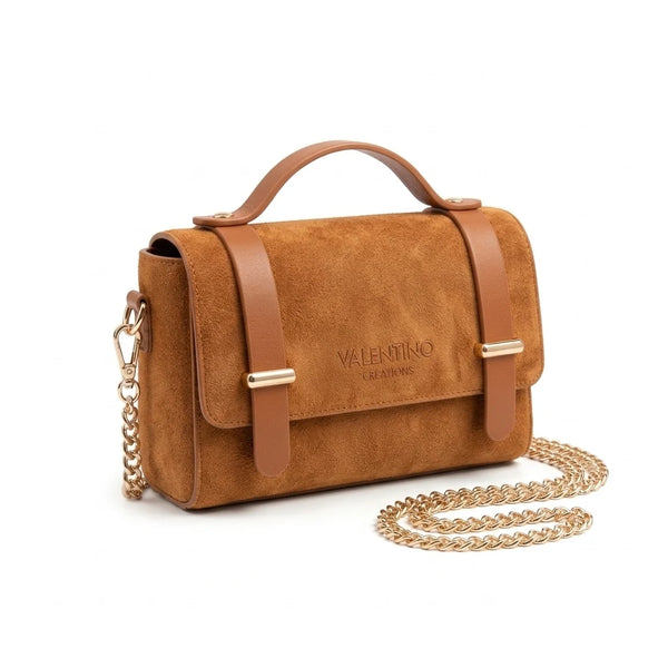 Borsa Valentino Creations effetto scamosciato con catena, cuoio