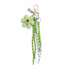 Charm Borsa Multi-Texture in Ecopelle Fiore Girasole Marrone e Cordini Paracord Utility - Ciondolo Portachiavi Artigianale