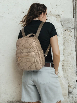 Zaino donna zainetto firmato B. Cavalli grande 4 tasche con zip capiente e comoda fantasia logo
