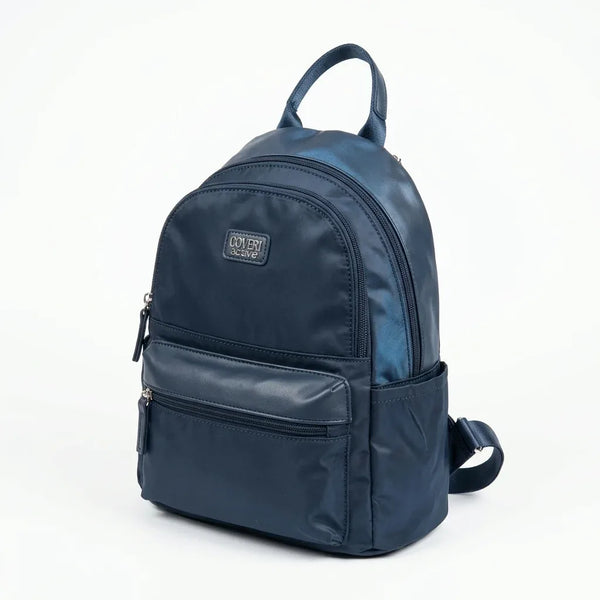 Zaino donna piccolo CA8002, colore blu, su sfondo bianco