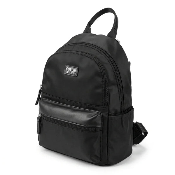 Zaino donna piccolo CA8002, colore nero, su sfondo bianco