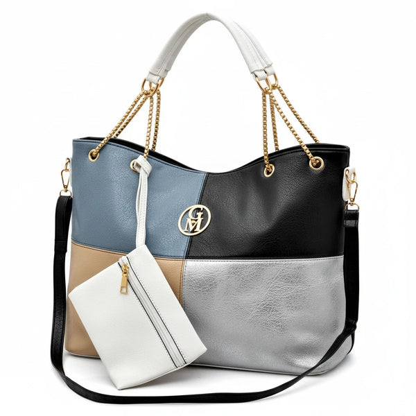 La Azzitata borsa 2 in 1 shopping con pochette in omaggio - morbida elegante casual spalla multi colore