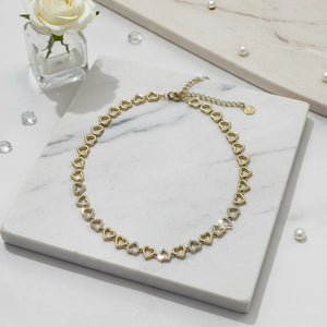 Girocollo Donna con Grande Cuore Brillante e Charms - Acciaio Inox - glitter