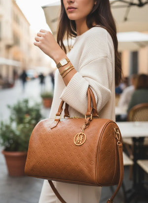 La Ciràsa- Borsa a bauletto  firmata GYOIAMEA a mano tracolla casual simil pelle martellata venata