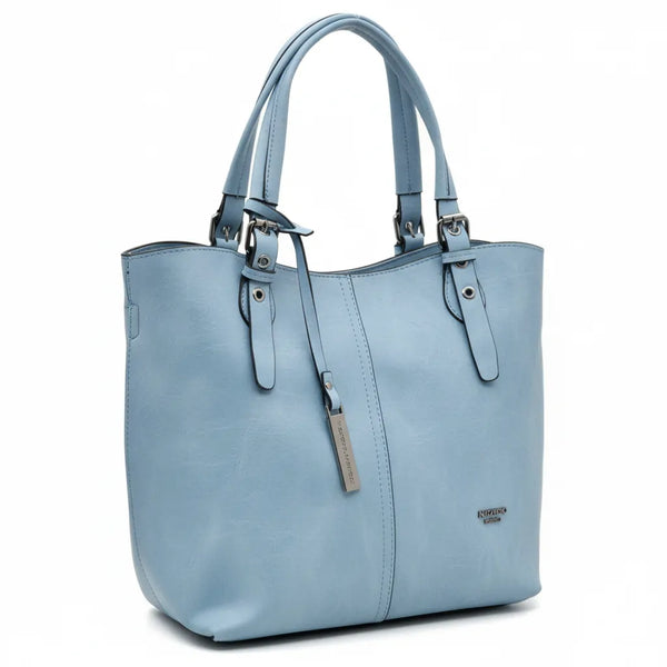 Borsa firmata Nazareno Gabrielli + pochette OMAGGIO donna spalla shopping capiente simil pelle venata coconuda