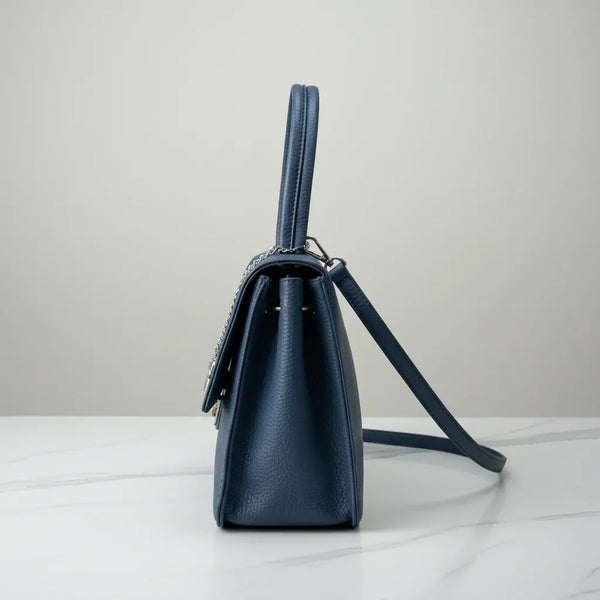 La Bambu - Borsa a tracolla platta firmata GYOIAMEA a mano tracolla casual simil pelle martellata venata