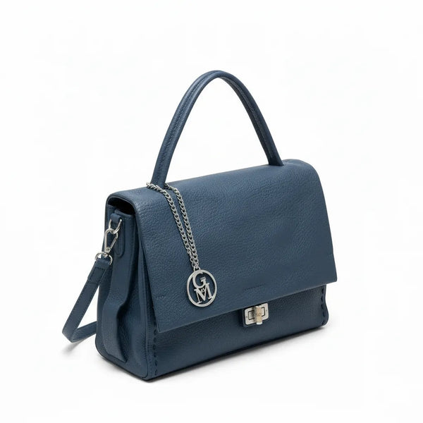 La Bambu - Borsa a tracolla platta firmata GYOIAMEA a mano tracolla casual simil pelle martellata venata