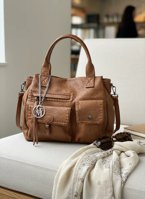 La Aldina- Borsa a bauletto firmata GYOIAMEA a mano tracolla casual simil pelle martellata venata