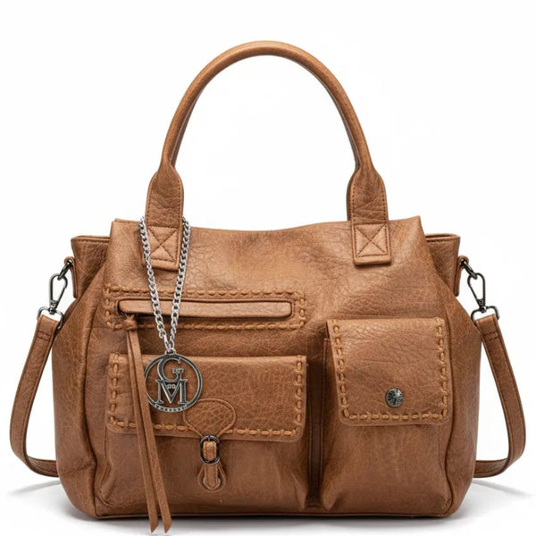 La Aldina- Borsa a bauletto firmata GYOIAMEA a mano tracolla casual simil pelle martellata venata