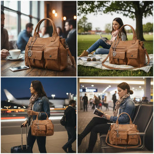La Aldina- Borsa a bauletto firmata GYOIAMEA a mano tracolla casual simil pelle martellata venata