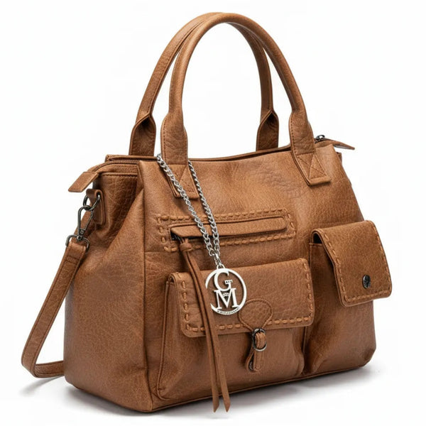 La Aldina- Borsa a bauletto firmata GYOIAMEA a mano tracolla casual simil pelle martellata venata