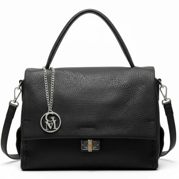 La Bambu - Borsa a tracolla platta firmata GYOIAMEA a mano tracolla casual simil pelle martellata venata