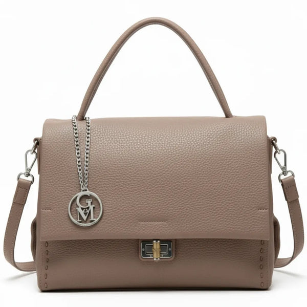 La Bambu - Borsa a tracolla platta firmata GYOIAMEA a mano tracolla casual simil pelle martellata venata