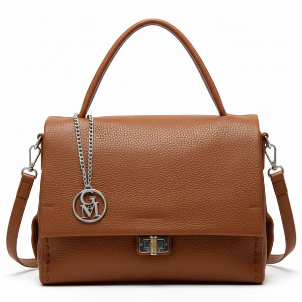 La Bambu - Borsa a tracolla platta firmata GYOIAMEA a mano tracolla casual simil pelle martellata venata