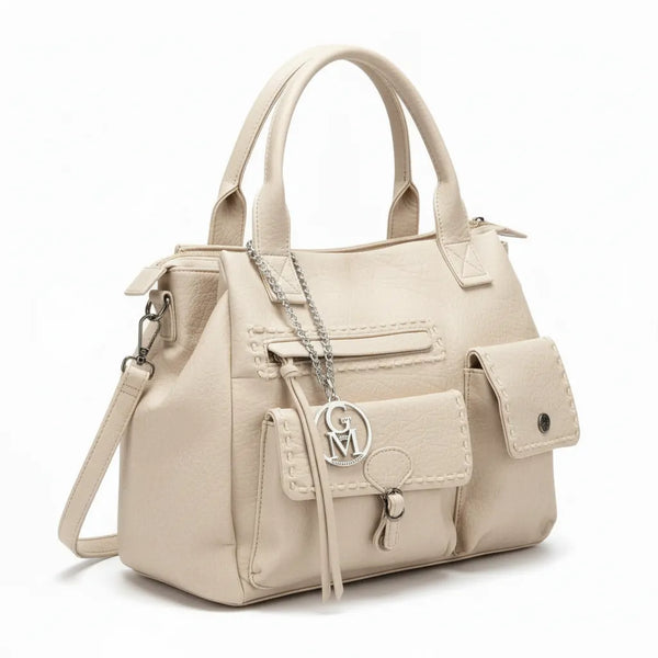 La Aldina- Borsa a bauletto firmata GYOIAMEA a mano tracolla casual simil pelle martellata venata