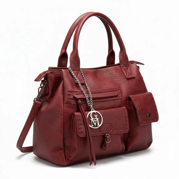 La Aldina- Borsa a bauletto firmata GYOIAMEA a mano tracolla casual simil pelle martellata venata