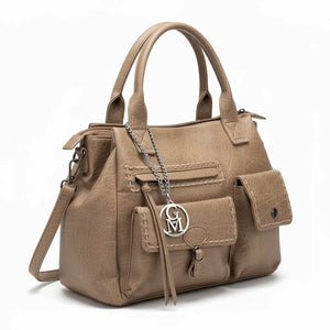 La Aldina- Borsa a bauletto firmata GYOIAMEA a mano tracolla casual simil pelle martellata venata