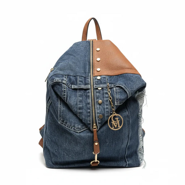 Zaino La Diva in jeans e borchie di alta qualità modello biker donna