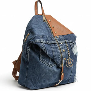 Zaino La Diva in jeans e borchie di alta qualità modello biker donna