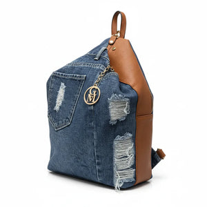 Zaino La Diva in jeans e borchie di alta qualità modello biker donna