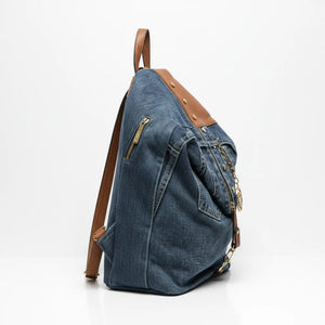 Zaino La Diva in jeans e borchie di alta qualità modello biker donna