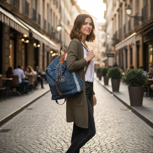 Zaino La Diva in jeans e borchie di alta qualità modello biker donna