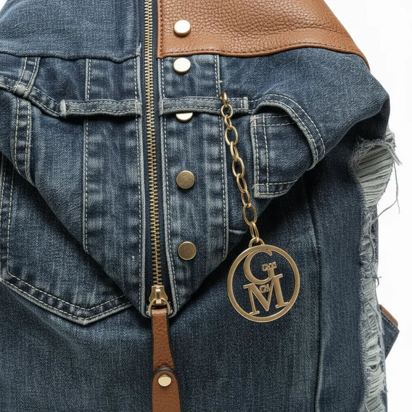 Zaino La Diva in jeans e borchie di alta qualità modello biker donna