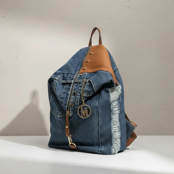 Zaino La Diva in jeans e borchie di alta qualità modello biker donna