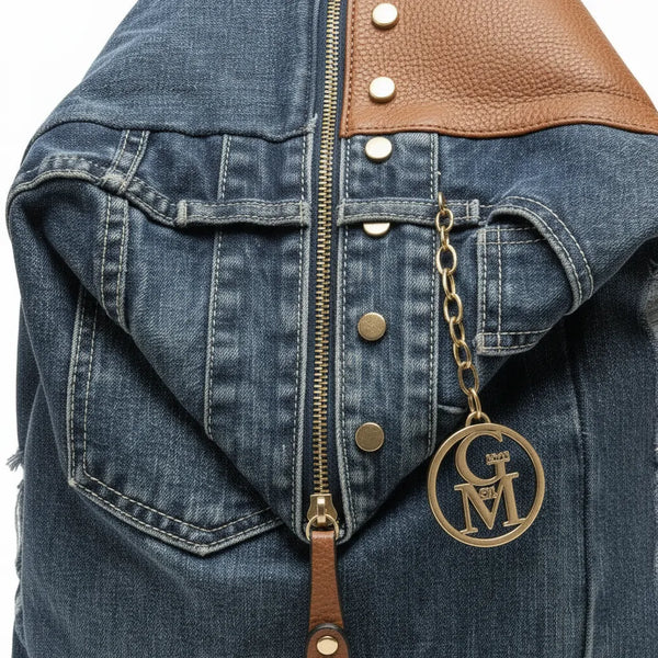 Zaino La Diva in jeans e borchie di alta qualità modello biker donna