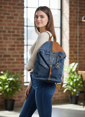 Zaino La Diva in jeans e borchie di alta qualità modello biker donna
