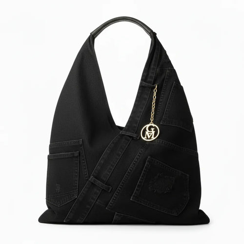 La Unica - Borsa  jeans capiente sacco hobo spalla tasche frontali monomanico