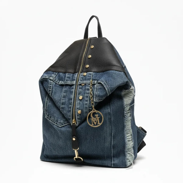 Zaino La Diva in jeans e borchie di alta qualità modello biker donna