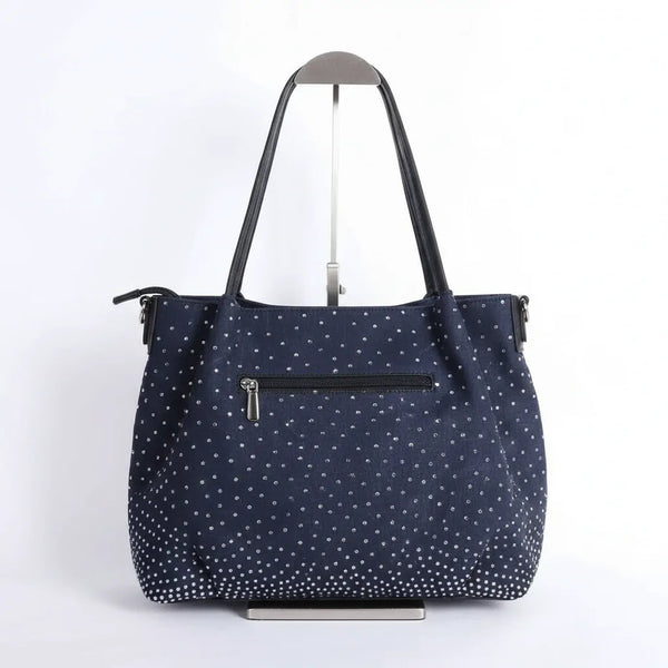 La Biditta - Borsa jeans denim tracolla bauletto sacco nuvola secchio spalla strass glitter jeansata