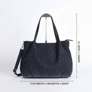 La Biditta - Borsa jeans denim tracolla bauletto sacco nuvola secchio spalla strass glitter jeansata