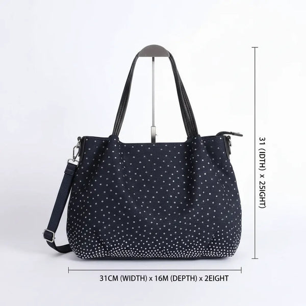 La Biditta - Borsa jeans denim tracolla bauletto sacco nuvola secchio spalla strass glitter jeansata
