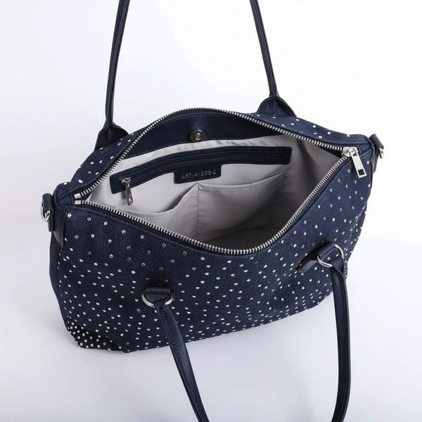La Biditta - Borsa jeans denim tracolla bauletto sacco nuvola secchio spalla strass glitter jeansata