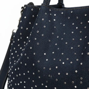 La Biditta - Borsa jeans denim tracolla bauletto sacco nuvola secchio spalla strass glitter jeansata