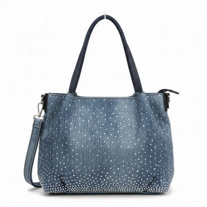 La Biditta - Borsa jeans denim tracolla bauletto sacco nuvola secchio spalla strass glitter jeansata