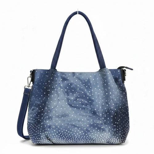 La Biditta - Borsa jeans denim tracolla bauletto sacco nuvola secchio spalla strass glitter jeansata