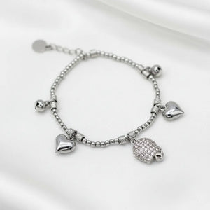 Bracciale con campana Cuore 3D in Acciaio Oro - Catena Chunky Regolabile