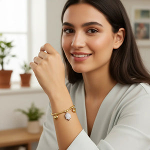 Bracciale con campana Cuore 3D in Acciaio Oro - Catena Chunky Regolabile