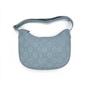 Borsa firmata Baci&abbracci jeans denim tracolla sacco spalla mezzaluna ricamata quadrifoglio