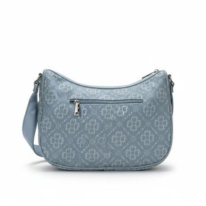 Borsa firmata Baci&abbracci jeans denim tracolla sacco spalla mezzaluna ricamata quadrifoglio