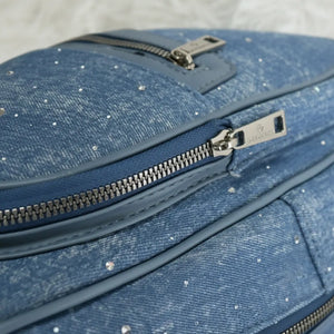 Zaino firmato Baci&abbracci jeans denim zainetto ricamato strass glitter