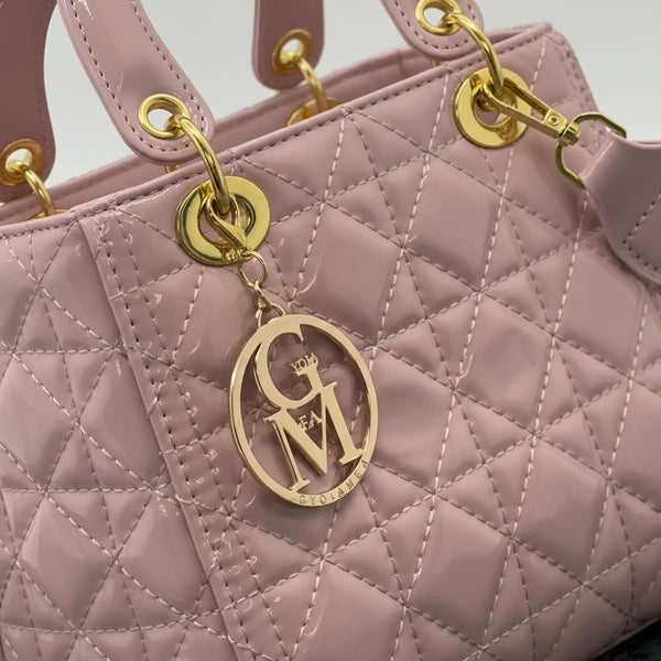 La Giovanna - Borsa a bauletto firmata GYOIAMEA a mano tracolla trapuntata effetto vernice