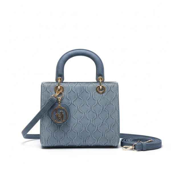 La Anna- Borsa a bauletto firmata GYOIAMEA a mano tracolla trapuntata jeans denim