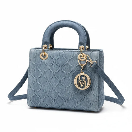 La Anna- Borsa a bauletto firmata GYOIAMEA a mano tracolla trapuntata jeans denim