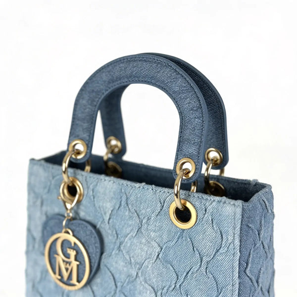 La Anna- Borsa a bauletto firmata GYOIAMEA a mano tracolla trapuntata jeans denim