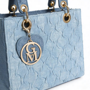 La Anna- Borsa a bauletto firmata GYOIAMEA a mano tracolla trapuntata jeans denim