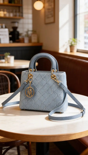 La Anna- Borsa a bauletto firmata GYOIAMEA a mano tracolla trapuntata jeans denim